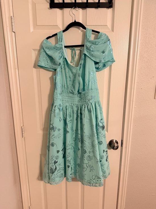 Disney Dresses & Skirts - Disney Aqua Sea-Print Fit & Flare Dress with Puff Shoulders